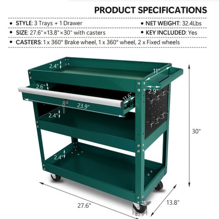 3 Tier Rolling Tool Cart